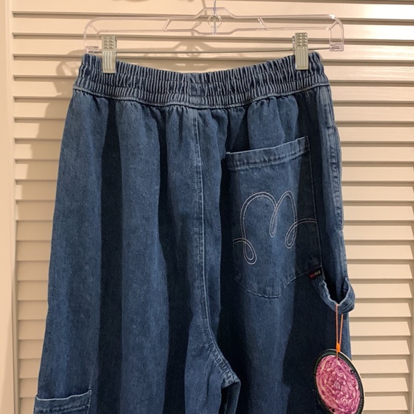 MEALS Chef Pant in Ranch Denim Wide Leg Pull on Cargo Denim Pants Size S/M - Picture 13 of 16